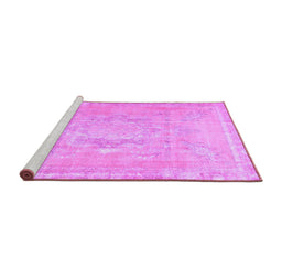 Sideview of Machine Washable Abstract Purple Contemporary Area Rugs, wshcon1996pur