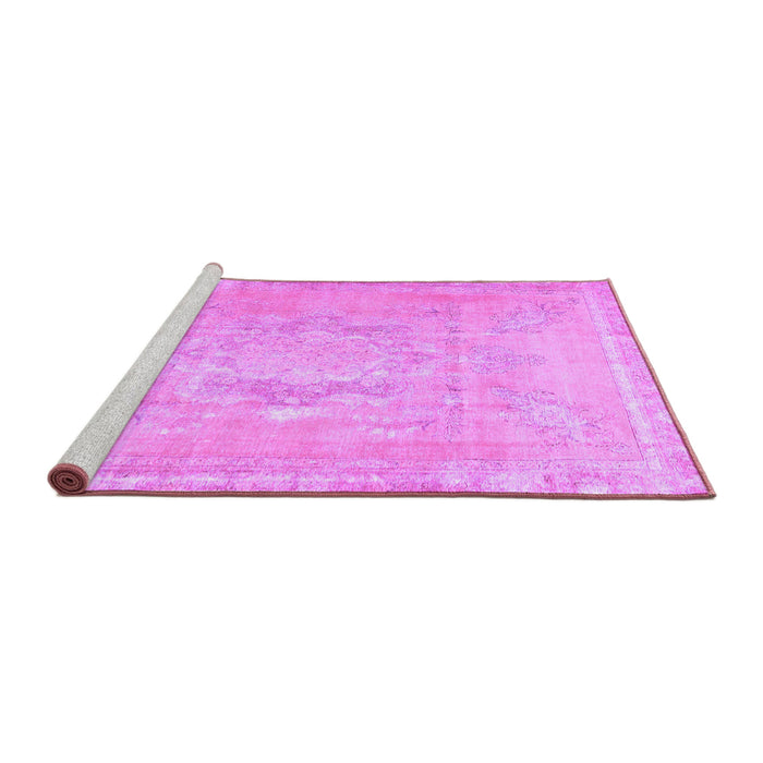 Sideview of Machine Washable Abstract Purple Contemporary Area Rugs, wshcon1996pur