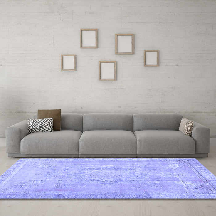 Machine Washable Abstract Blue Contemporary Rug in a Living Room, wshcon1996blu