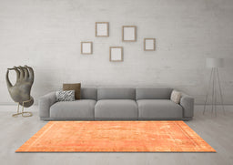 Machine Washable Abstract Orange Contemporary Area Rugs in a Living Room, wshcon1996org
