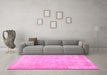 Machine Washable Abstract Pink Contemporary Rug in a Living Room, wshcon1996pnk