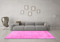 Machine Washable Abstract Pink Contemporary Rug, wshcon1996pnk