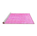 Sideview of Machine Washable Abstract Pink Contemporary Rug, wshcon1996pnk