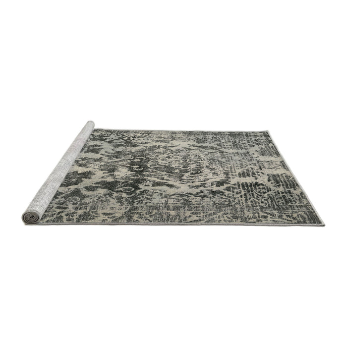 Serging Thickness of Machine Washable Contemporary Carbon Gray Rug, wshcon1997