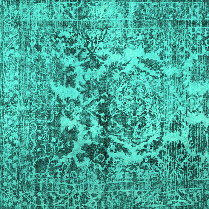 Square Abstract Turquoise Contemporary Rug, con1997turq