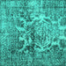Square Abstract Turquoise Contemporary Rug, con1997turq