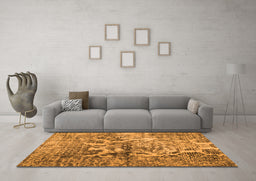 Machine Washable Abstract Orange Contemporary Area Rugs in a Living Room, wshcon1997org