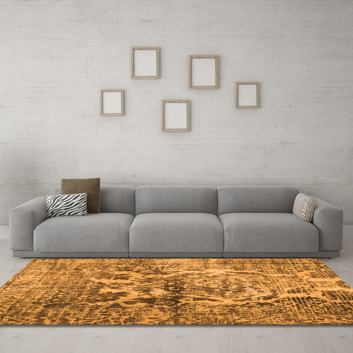 Machine Washable Abstract Orange Contemporary Area Rugs in a Living Room, wshcon1997org