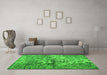 Machine Washable Abstract Green Contemporary Area Rugs in a Living Room,, wshcon1997grn