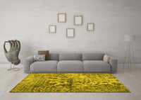 Machine Washable Abstract Yellow Contemporary Rug, wshcon1997yw