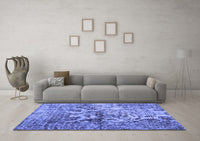 Machine Washable Abstract Blue Contemporary Rug, wshcon1997blu