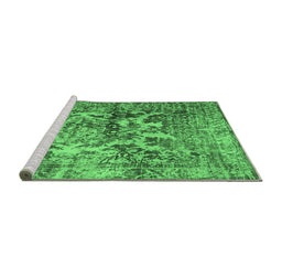 Sideview of Machine Washable Abstract Emerald Green Contemporary Area Rugs, wshcon1997emgrn
