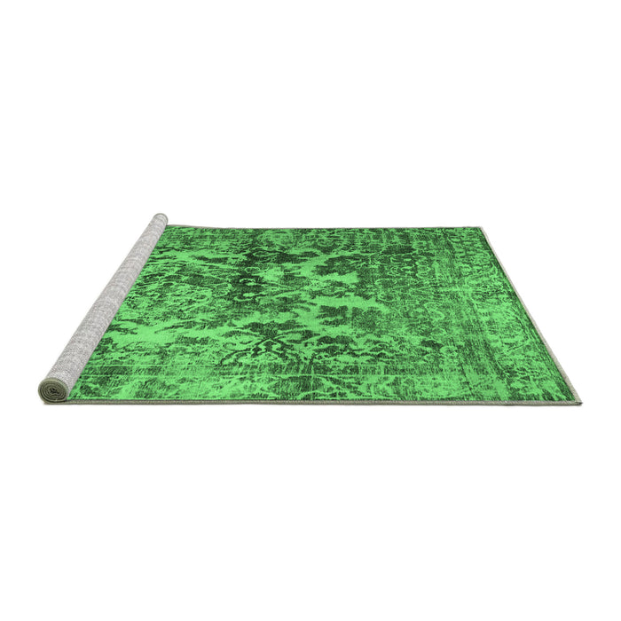 Sideview of Machine Washable Abstract Emerald Green Contemporary Area Rugs, wshcon1997emgrn