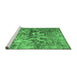 Sideview of Machine Washable Abstract Emerald Green Contemporary Area Rugs, wshcon1997emgrn