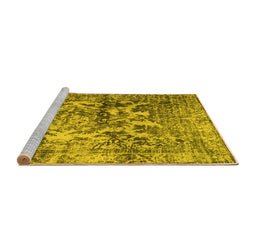 Sideview of Machine Washable Abstract Yellow Contemporary Rug, wshcon1997yw