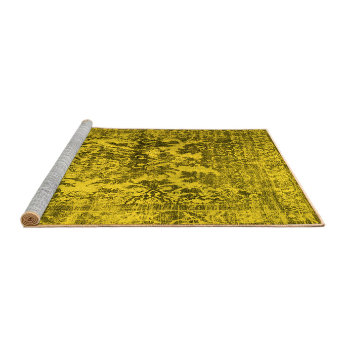 Sideview of Machine Washable Abstract Yellow Contemporary Rug, wshcon1997yw