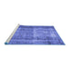 Sideview of Machine Washable Abstract Blue Contemporary Rug, wshcon1998blu