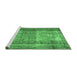 Sideview of Machine Washable Abstract Emerald Green Contemporary Area Rugs, wshcon1998emgrn