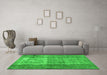 Machine Washable Abstract Green Contemporary Area Rugs in a Living Room,, wshcon1998grn