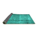 Sideview of Abstract Turquoise Contemporary Rug, con1998turq