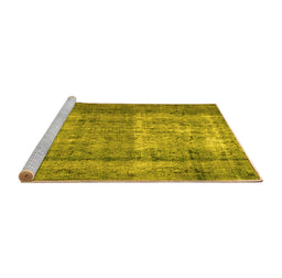 Sideview of Machine Washable Abstract Yellow Contemporary Rug, wshcon1998yw