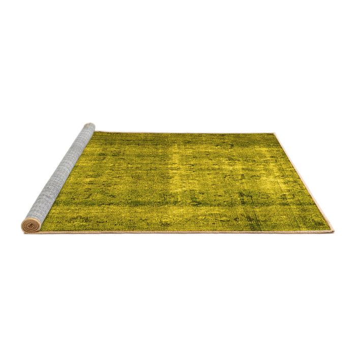 Sideview of Machine Washable Abstract Yellow Contemporary Rug, wshcon1998yw