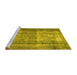 Sideview of Machine Washable Abstract Yellow Contemporary Rug, wshcon1998yw