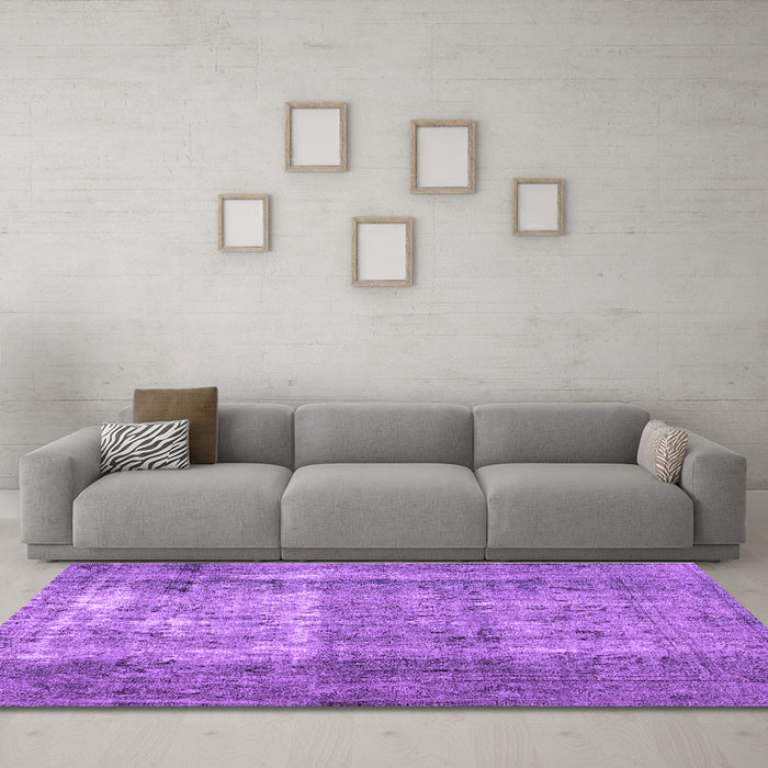 Machine Washable Abstract Purple Contemporary Area Rugs in a Living Room, wshcon1998pur