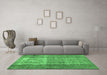 Machine Washable Abstract Emerald Green Contemporary Area Rugs in a Living Room,, wshcon1998emgrn