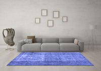 Machine Washable Abstract Blue Contemporary Rug, wshcon1998blu