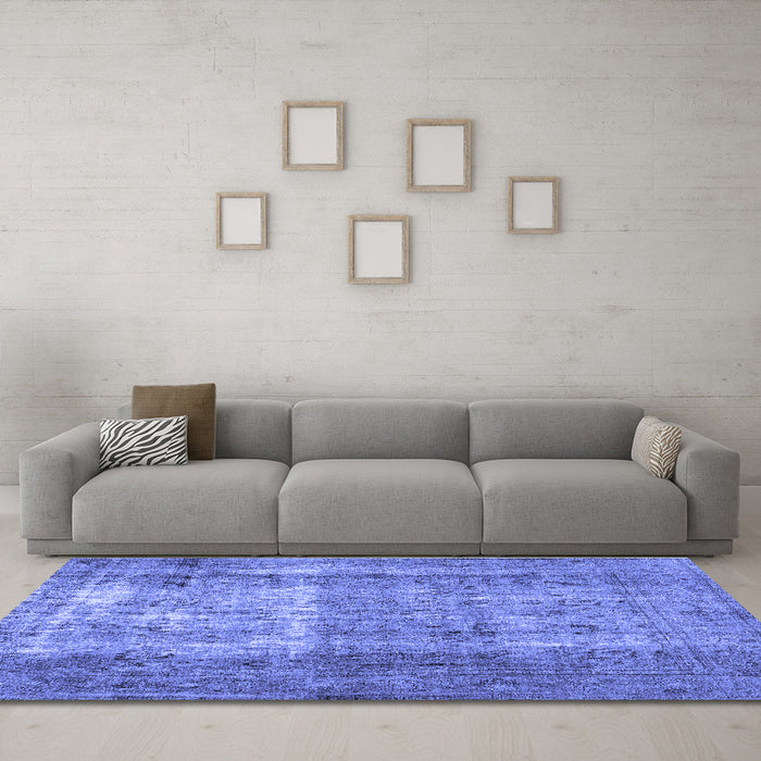 Machine Washable Abstract Blue Contemporary Rug in a Living Room, wshcon1998blu