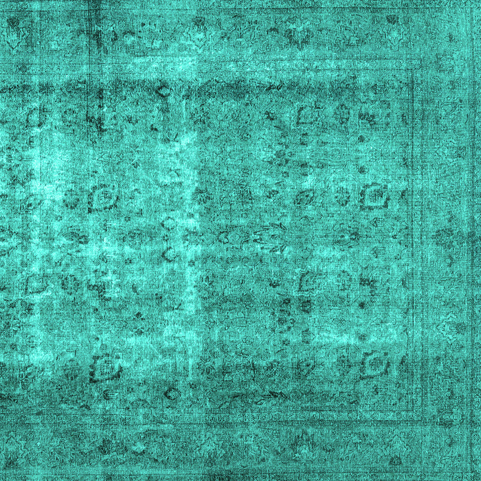 Square Abstract Turquoise Contemporary Rug, con1998turq