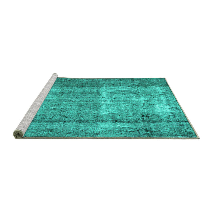 Sideview of Machine Washable Abstract Turquoise Contemporary Area Rugs, wshcon1998turq