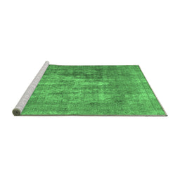 Sideview of Machine Washable Abstract Emerald Green Contemporary Area Rugs, wshcon1999emgrn