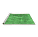 Sideview of Machine Washable Abstract Emerald Green Contemporary Area Rugs, wshcon1999emgrn