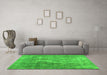 Machine Washable Abstract Green Contemporary Area Rugs in a Living Room,, wshcon1999grn