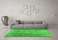 Machine Washable Abstract Green Contemporary Rug, wshcon1999grn