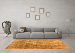 Machine Washable Abstract Orange Contemporary Area Rugs in a Living Room, wshcon1999org