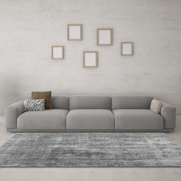 Machine Washable Abstract Gray Contemporary Rug in a Living Room,, wshcon1999gry