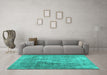 Machine Washable Abstract Turquoise Contemporary Area Rugs in a Living Room,, wshcon1999turq