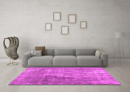 Machine Washable Abstract Pink Contemporary Rug in a Living Room, wshcon1999pnk