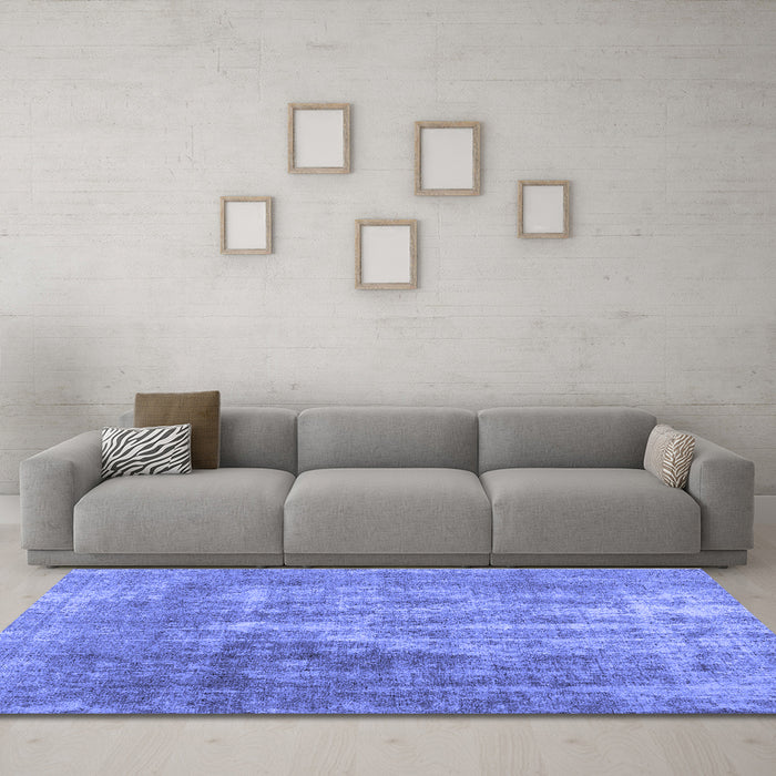 Machine Washable Abstract Blue Contemporary Rug in a Living Room, wshcon1999blu