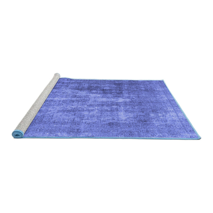 Sideview of Machine Washable Abstract Blue Contemporary Rug, wshcon1999blu