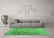 Machine Washable Abstract Emerald Green Contemporary Area Rugs in a Living Room,, wshcon1999emgrn