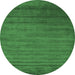 Round Machine Washable Abstract Emerald Green Contemporary Area Rugs, wshcon19emgrn