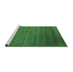 Sideview of Machine Washable Abstract Emerald Green Contemporary Area Rugs, wshcon19emgrn