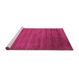 Sideview of Machine Washable Abstract Pink Contemporary Rug, wshcon19pnk