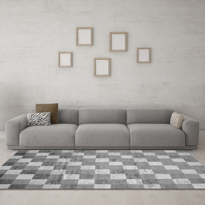 Machine Washable CON1X Gray CON1X Rug in a Living Room,, wshcon1gry