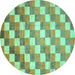 Round Machine Washable CON1X Turquoise CON1X Area Rugs, wshcon1turq