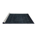 Serging Thickness of Contemporary Dark Blue Grey Blue Abstract Machine Washable Rug, wshcon2